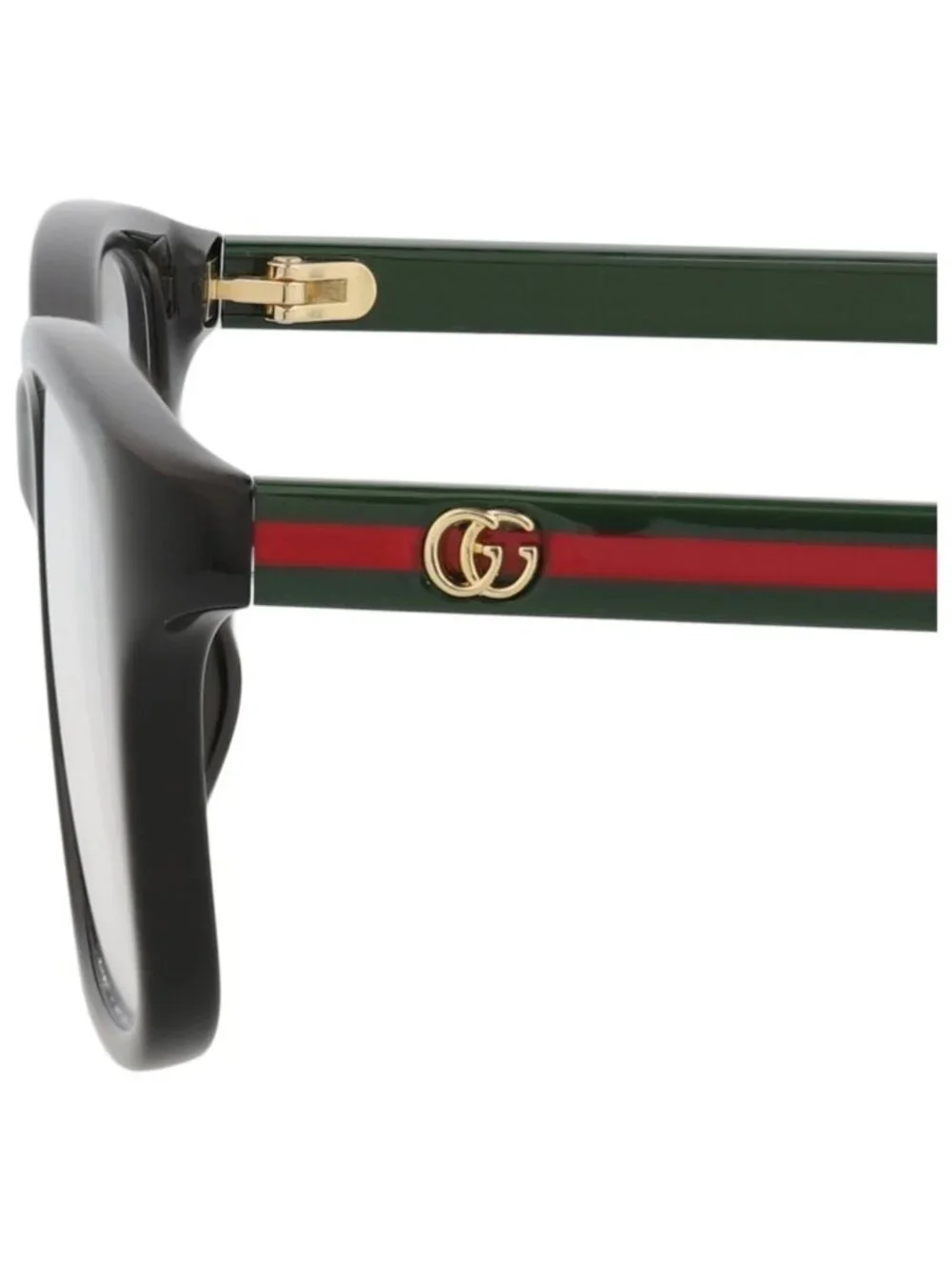 New Gucci Women's Eyeglasses Square Rectangle Injection Frame Black Green